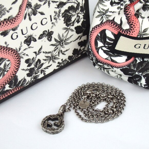 Authentic GUCCI Interlocking G Arabesque Necklace Ag925 [Used] - Picture 1 of 6